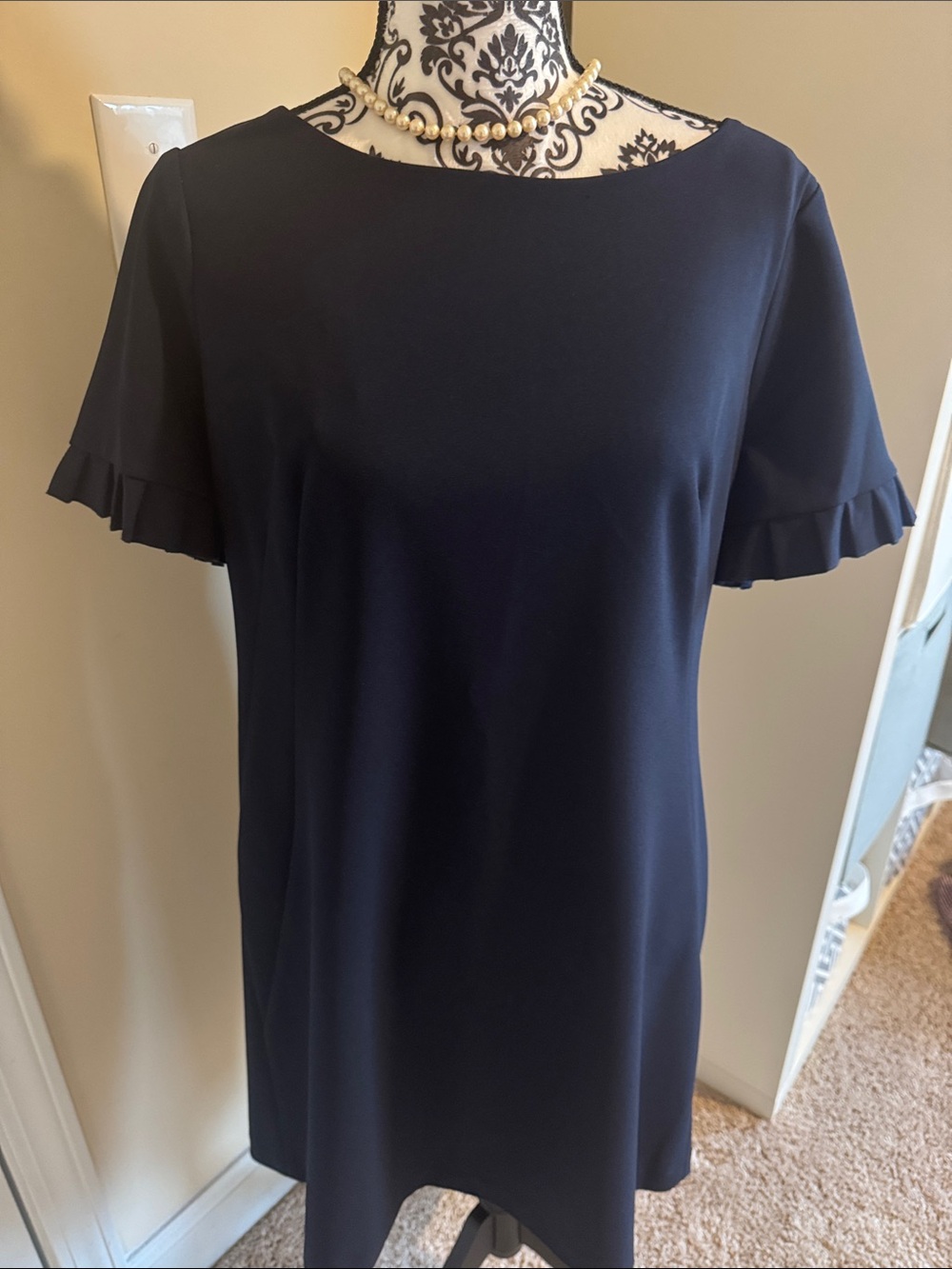 Tommy Hilfiger is a Women’s Navy Ruffle Sleeve Top - Classic Boatneck